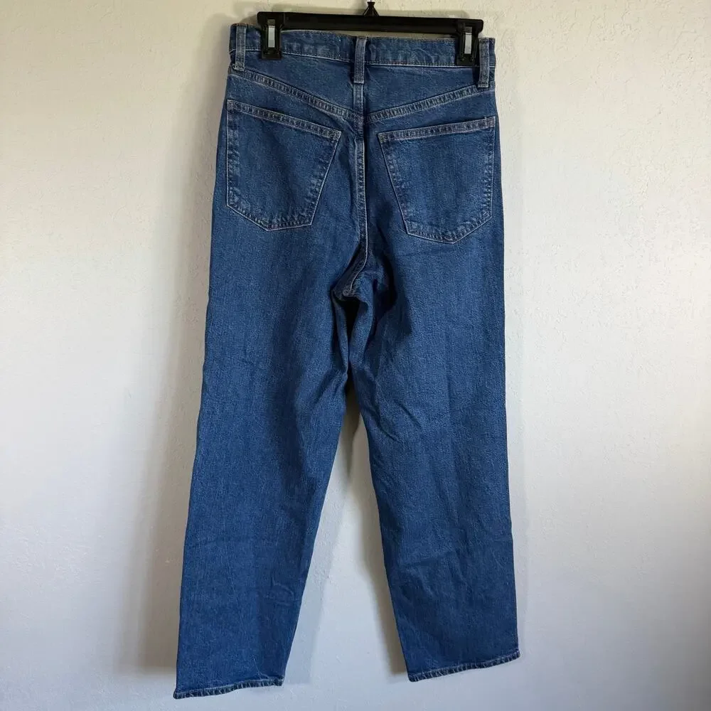 Universal Thread Highest Straight Leg Jeans Womens 4 Mid Wash Blue Denim Button